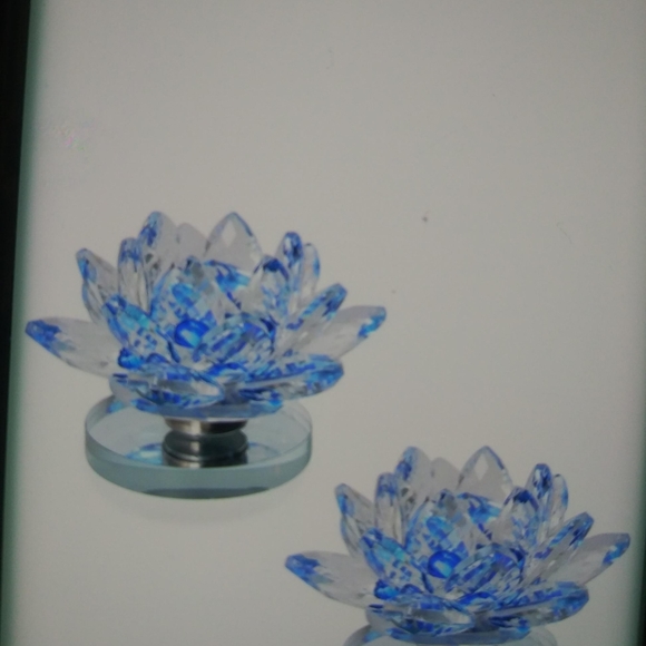 NIB SET OF 2 CRYSTAL LOTUS FLOWERS - Picture 4 of 4